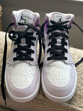 Jordan High-Top Sneakers in Lavender, White & Black
